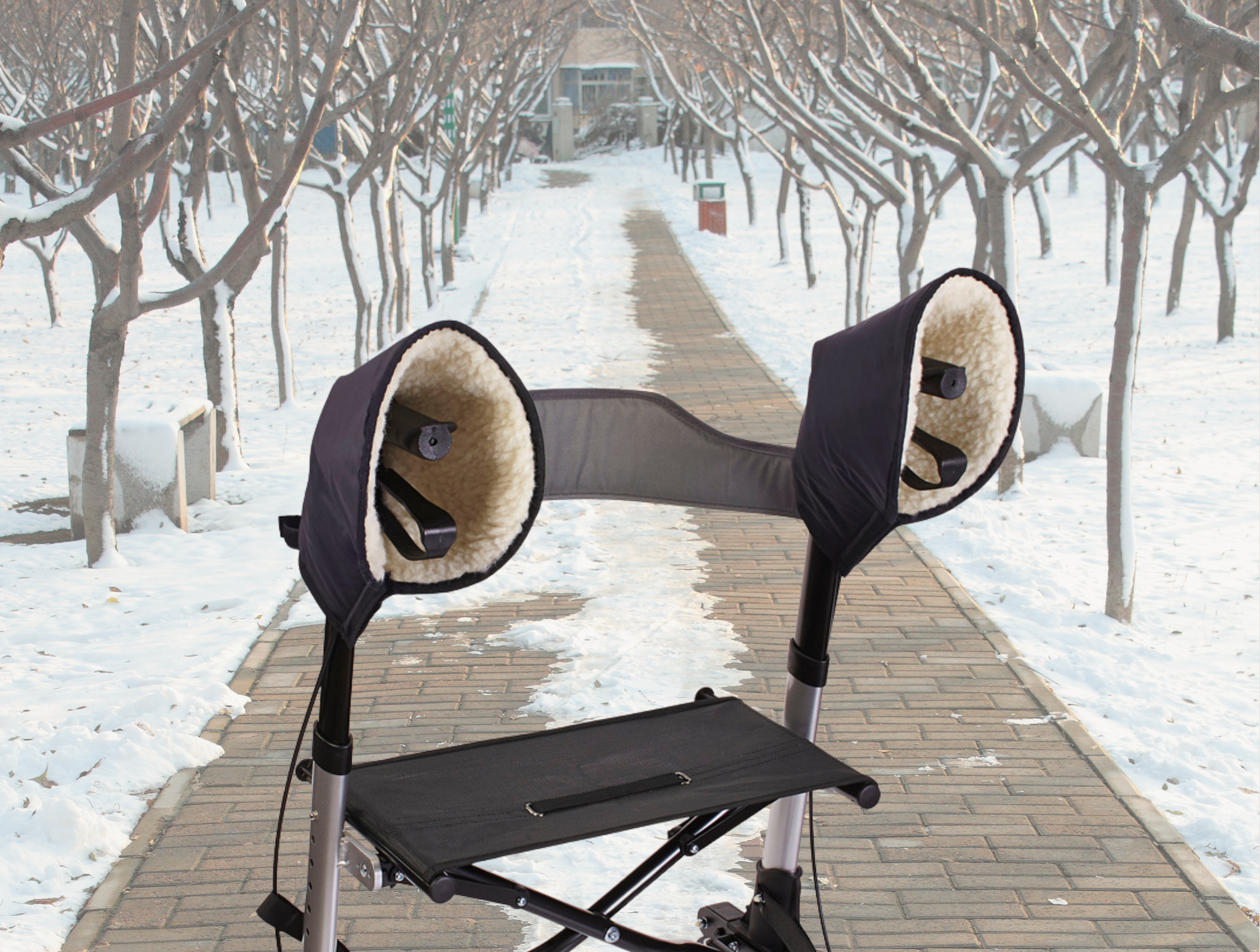 Schurwoll-Handwärmer für Rollatoren