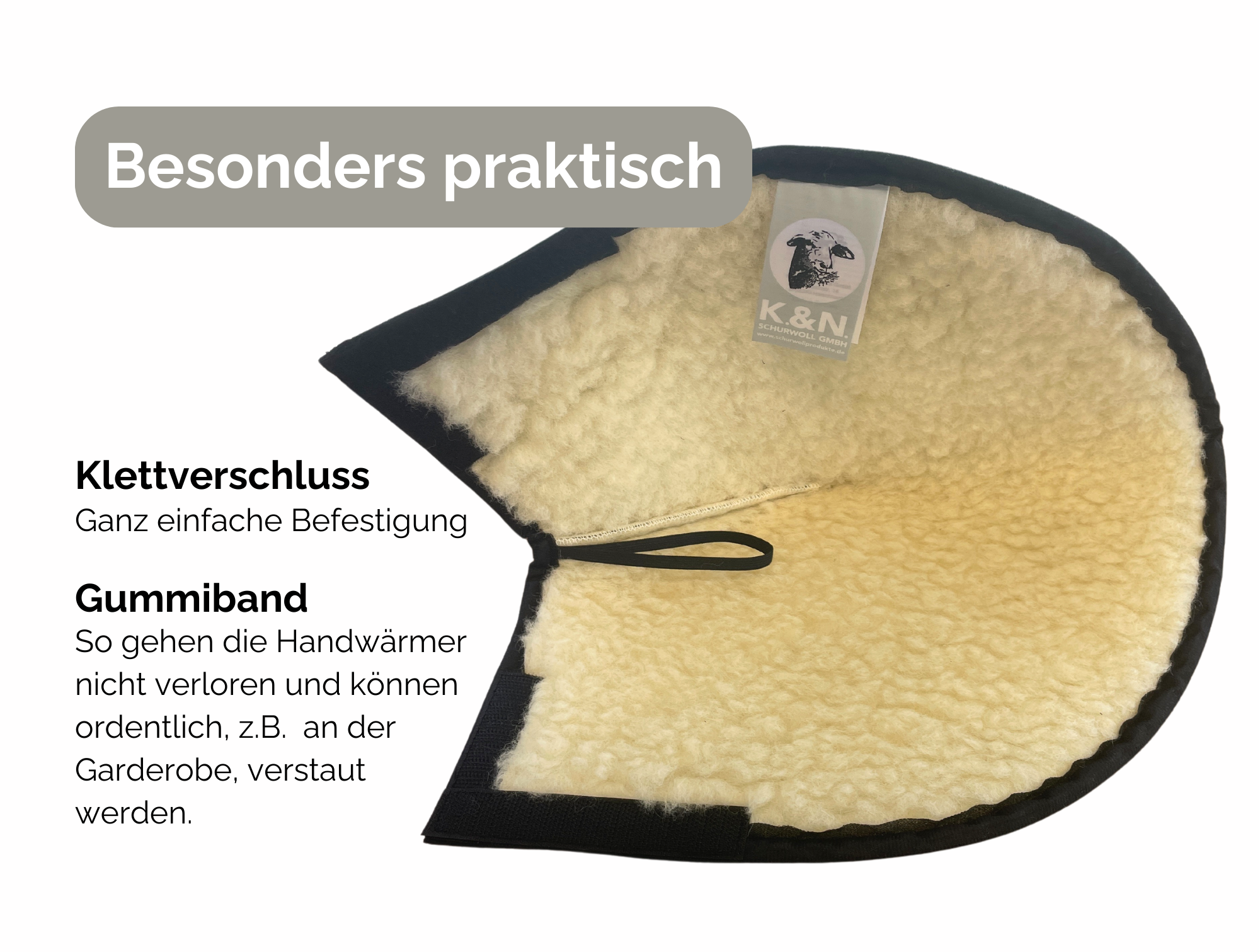 Schurwoll-Handwärmer für Rollatoren