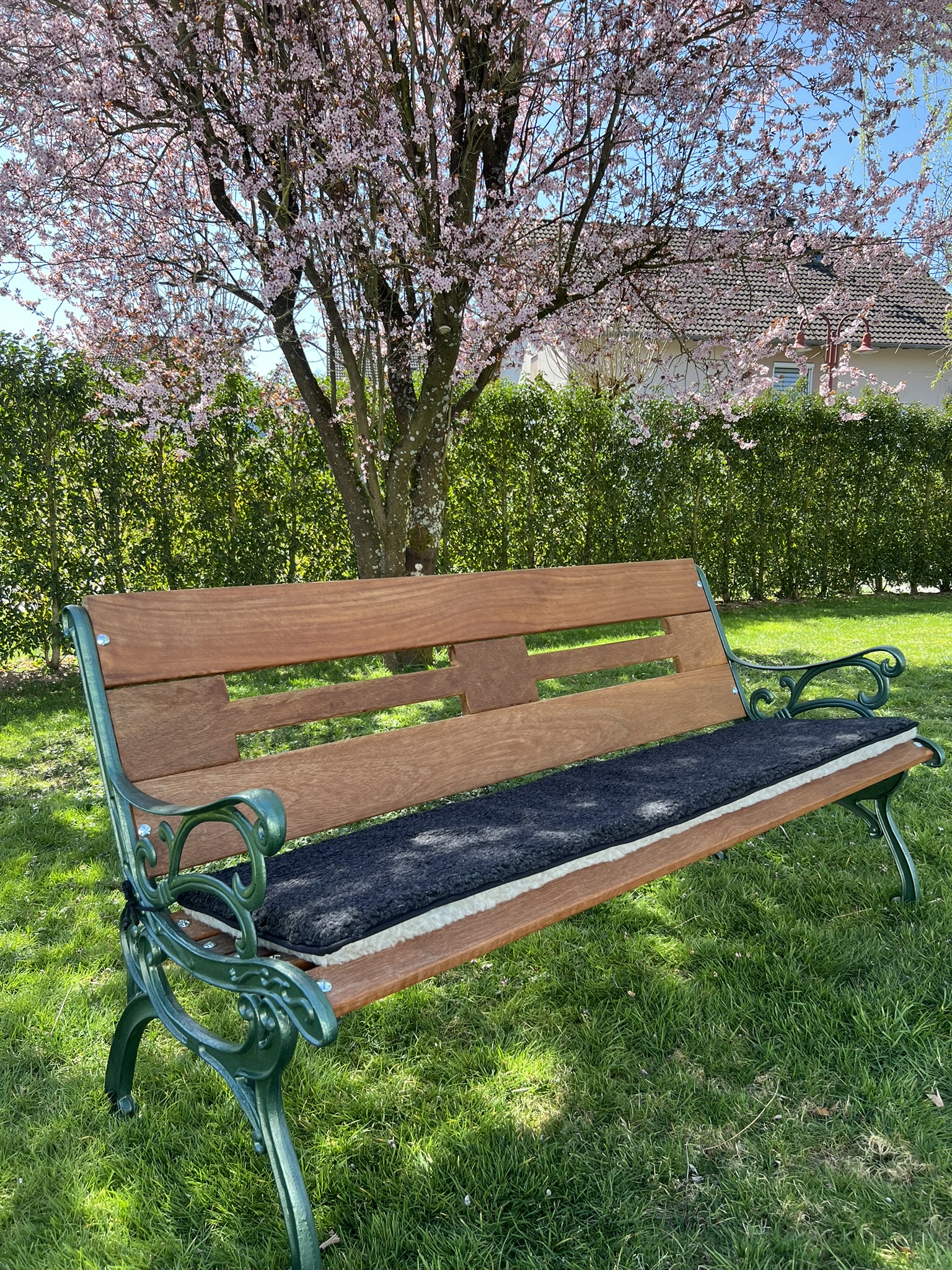 Schurwoll-Gartenbank-Sitzauflage