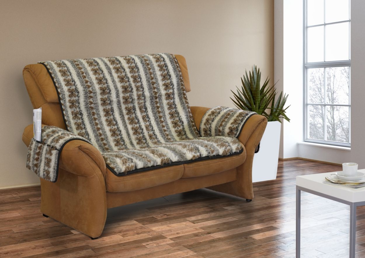 Schurwoll-Sofaschoner 2-Sitzer (3-tlg.)