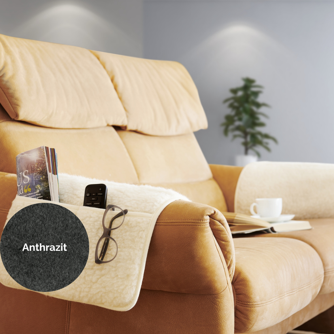 Schurwoll-Armlehnenschoner (2-er Pack) Anthrazit