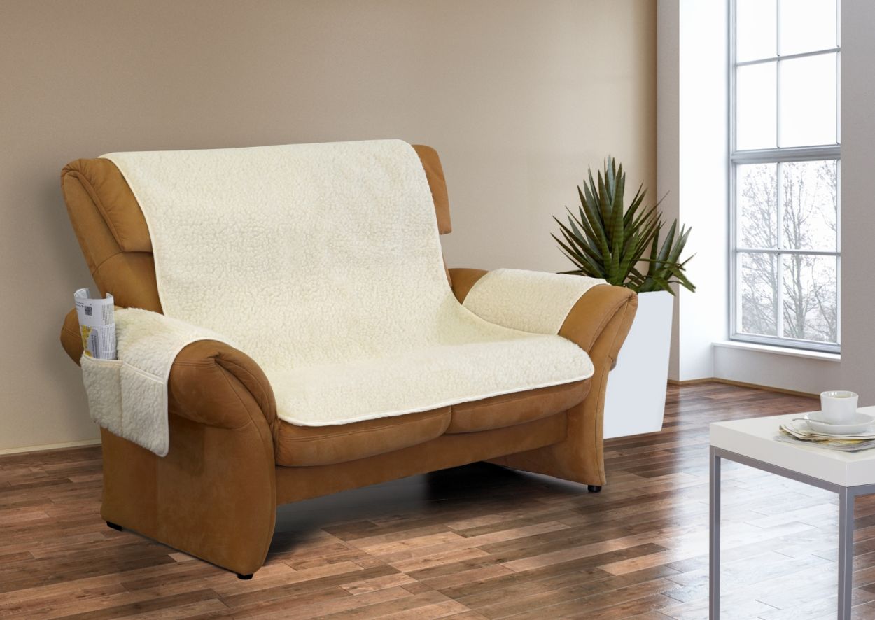 Schurwoll-Sofaschoner 2-Sitzer (3-tlg.)